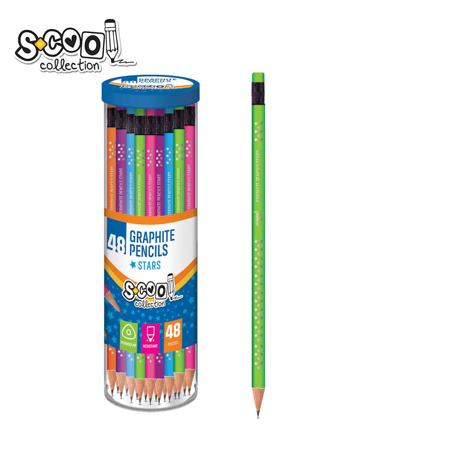 Grafitna olovka Stars Scool Zelena
